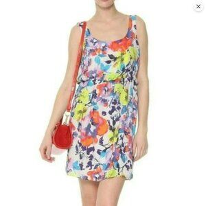 Alice + Olivia Floral Watercolor Silk Sleeveless Summer Dress NWOT